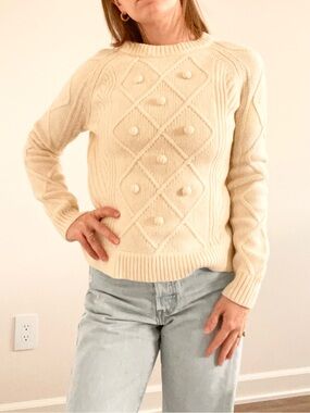 J.Crew Cream Bobble Knot Sweater